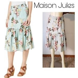 Maison Jules Floral Tiered A-line Skirt. XXL