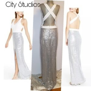 City Studios Cross-Back Sequined dress. Sz 11