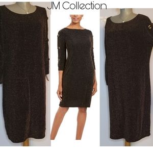 JM Collection Metallic Grommet-Sleeve Sheath Dress