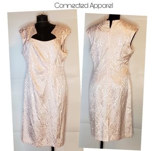 Connected Apparel pink jacquard dress.  Sz 12