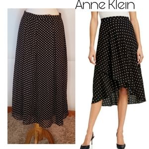 Anne Klein Mini Dot Overlapped High Low Skirt Sz 6