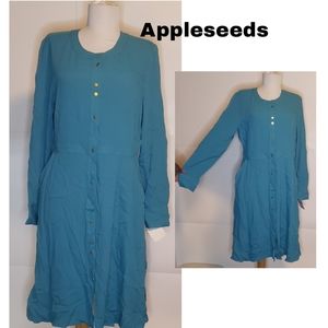 Appleseeds teal button up dress.   Sz 10p