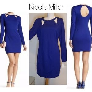 Nicole Miller royale blue knit cut out dress.