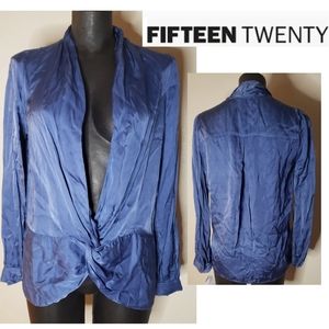 Fifteen Twenty  plunging knot front satin blouse
