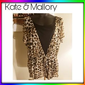 Kate & Mallory leopard print blouse.  Sz 2x