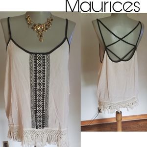 Maurices fringe strappy top. Sz Lrg