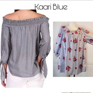 Kaari Blue floral off the shoulder top. Plus sz 2x