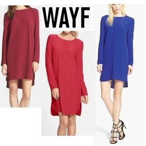 WAYF crepe shift dress.  Blue & maroon avail