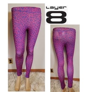 Layer 8 pink leopard leggings Sz Lrg