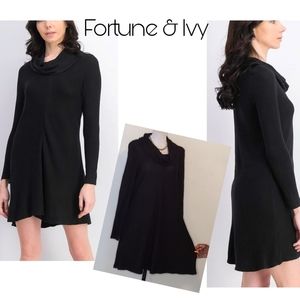 Fortune+Ivy Elisha Cowl Neck Hacci Knit Dress