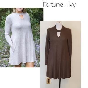 Fortune + Ivy Caressa Keyhole Hacci Knit Dress. Sm