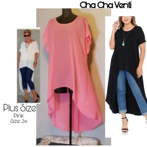 Cha Cha Venti high/low Plus Size Top 3x. B. Pink