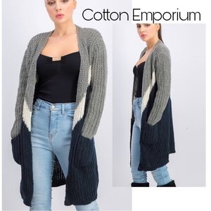 Cotton Emporium colorblock duster/cardigan Sz Med