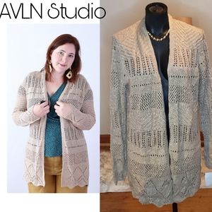 AVLN tan cardigan sweater.   Sz L