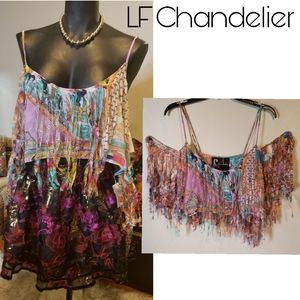 LF Chandelier shredded off the shoulder tank top