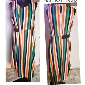 Harlow & Rose colorblock striped assymetrical dres