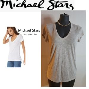 Michael Stars sub v-neck tee. Tan. Xs