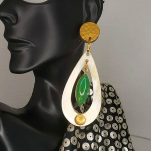 Gold drop earrings.  3" height