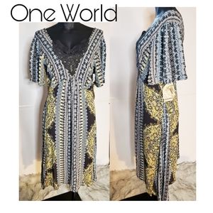 One World boho print dress.  Sz Med