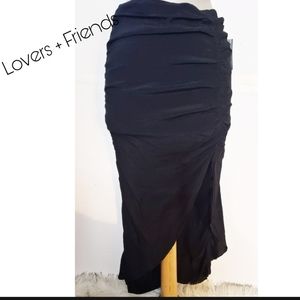 Lovers + Friends ruched black ruffle skirt. Sz Sm