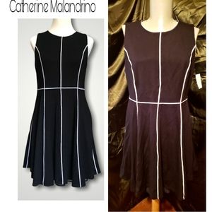 Catherine Malandrino blk sheath dress w/white trim. Sz 8