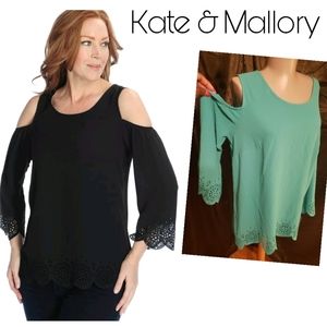 KATE & MALLORY COLD OPEN SHOULDER WOVEN TOP. Sz Lrg