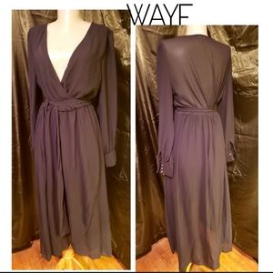 WAYF blk long sleeve chiffon wrap dress.   Sz Med.