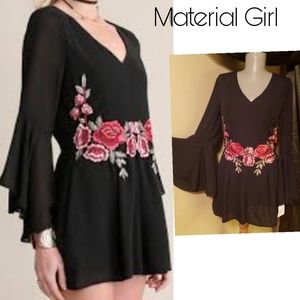 Material Girl black floral waist romper.   Sz Med