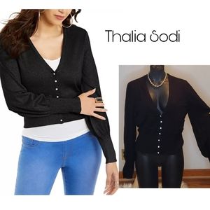 Thalia Sodi Metallic Rhinestone-Button Sweater sz Lrg