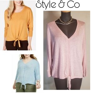 Style & Co. Tie-Front Sweater (Copper Rose).  Sz XL