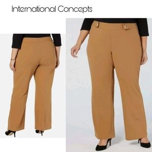 INC Plus Salty Nut Mid Rise Grommet Detail Wide Leg Pants. Sz 24