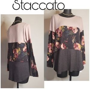 Staccato floral print panel sweater. Sz Med