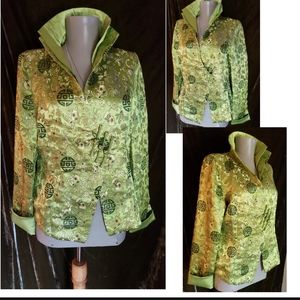 Silver Dragon Asian Inspired Evening Jacket. Sz Lg