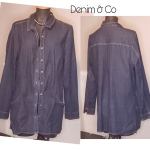 Denim & Co Denim Shirt Jacket. Sz L.