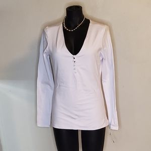 Boston Proper vneck button detail top. Sz Sm