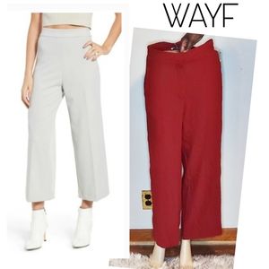 WAYF red crop wide leg pants.  Sz Med. Zips in rear.  New with tags.