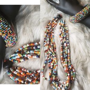 Kenyan seed beaded multistrand necklace/bracelet.  New