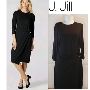 J JILL Wearever Collection Faux Wrap Knit Dress. Black.  Sz Sm