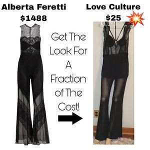 Love Culture blk sheer/lace jumpsuit. Sz Sm