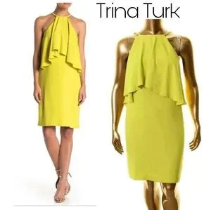 TRINA TURK Halter Neck Shift Dress TEDO. Sz Med. NWTs. Org $178