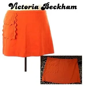 Victoria Beckham ruffle trim orange mini skirt.  Plus sz 3x