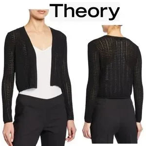 Theory Open-Front Cropped Crochet Cardigan. Sz Sm. NWTs.  Org $345