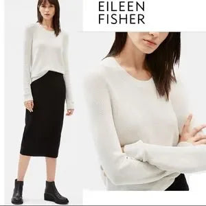 EILEEN FISCHER TENCEL STRETCH ROUND NECK TOP. Sz XL/TG. Org $248