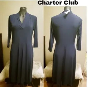 Charter Club navy dress.  Sz PMED