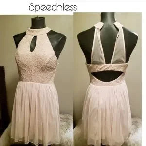 Speechless tan halter party dress.   Sz 7