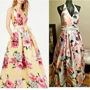 Nights by Teeze Me floral halter gown. Sz 3/4 and 11/12.