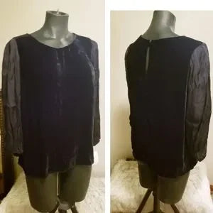 Velvet by Graham and Spencer velvet top.  Sheer sleeves.  Sz Med