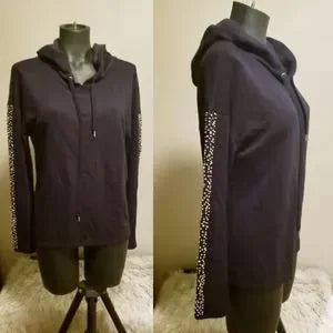 INC black hoodie with beaded/ studded sleeves.  Sz Sm. Never worn
