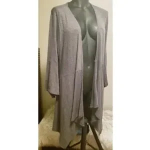 New York Collection gray bell sleeve cardigan/duster. Sz Med.