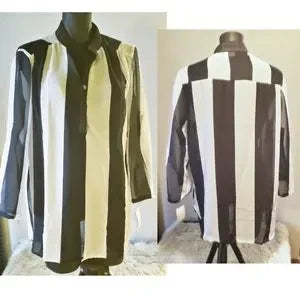 Icy Fashions sheer striped blouse. Sz 1x.